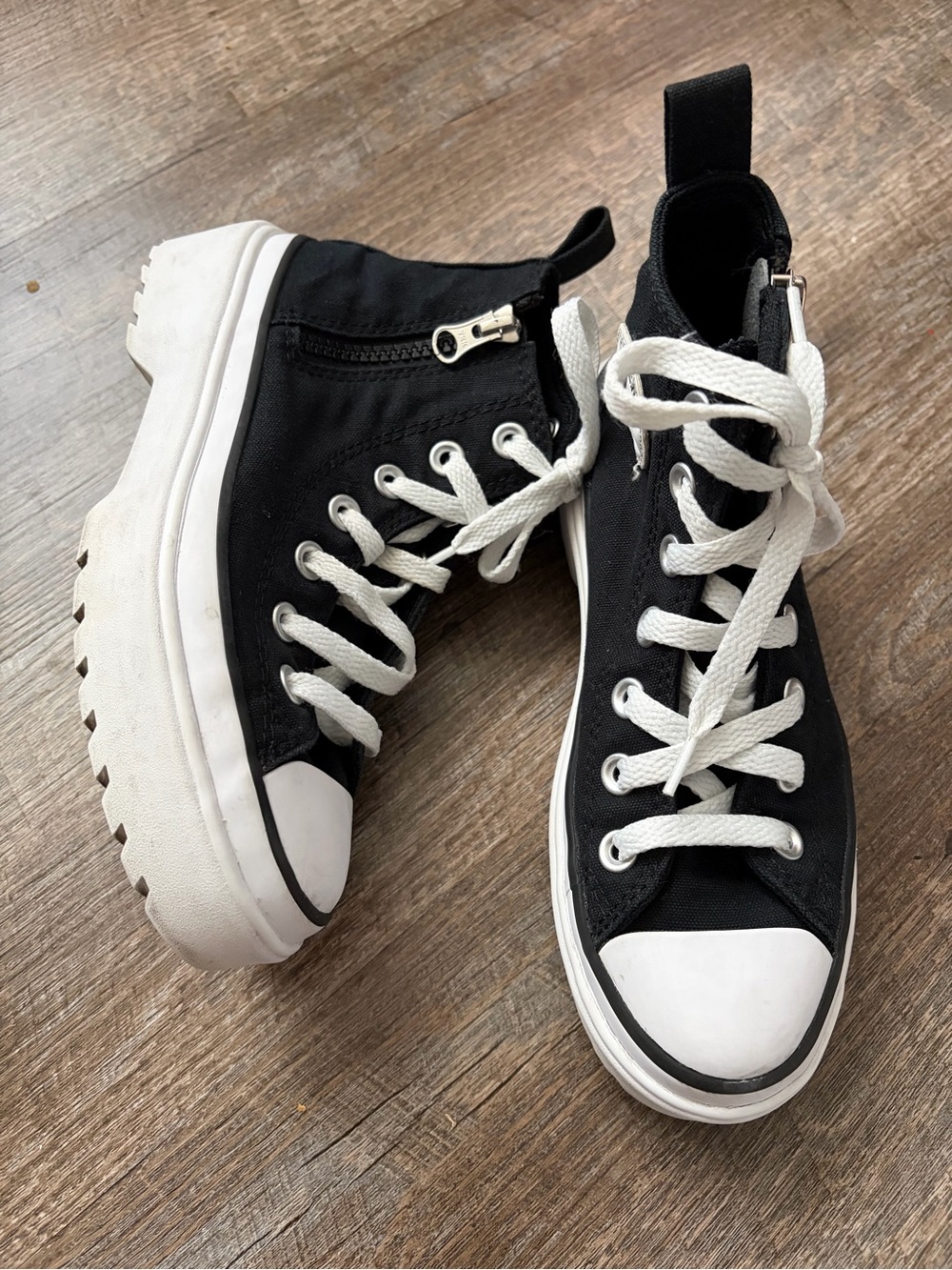 Converse Black & White Platform High-Top Sneaker - Picture 4 of 13